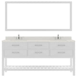 Virtu USA Caroline Estate 72" Double Bath Vanity with Dazzle White Top and Round Sinks with Brushed Nickel Faucets with Matching Mirror - Luxe Bathroom Vanities