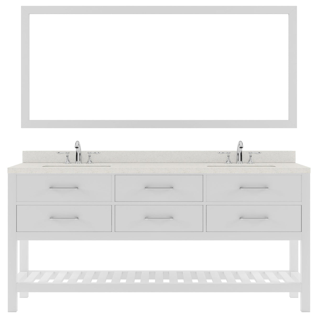 Virtu USA Caroline Estate 72" Double Bath Vanity with Dazzle White Top and Square Sinks with Brushed Nickel Faucets with Matching Mirror - Luxe Bathroom Vanities