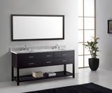 Virtu USA Caroline Estate 72" Double Bath Vanity with White Marble Top and Square Sinks with Matching Mirror