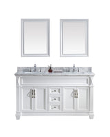 Virtu USA Victoria 60" Double Bath Vanity with Marble Top and Square Sink with Mirrors - Luxe Bathroom Vanities Luxury Bathroom Fixtures Bathroom Furniture