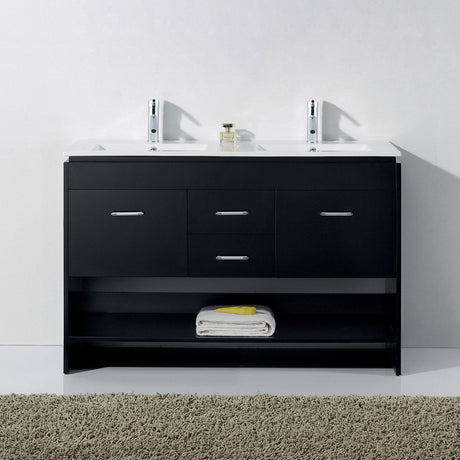 Virtu USA Gloria 48" Double Bath Vanity with White Ceramic Countertop and Integrated Square Sinks