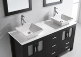 Virtu USA Bradford 60" Double Bath Vanity with White Engineered Stone Top and Square Sinks with Brushed Nickel Faucets with Matching Mirror