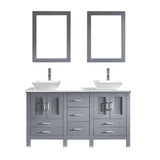 Virtu USA Bradford 60" Double Bath Vanity with White Engineered Stone Top and Square Sink with Brushed Nickel Faucet and Mirrors - Luxe Bathroom Vanities Luxury Bathroom Fixtures Bathroom Furniture