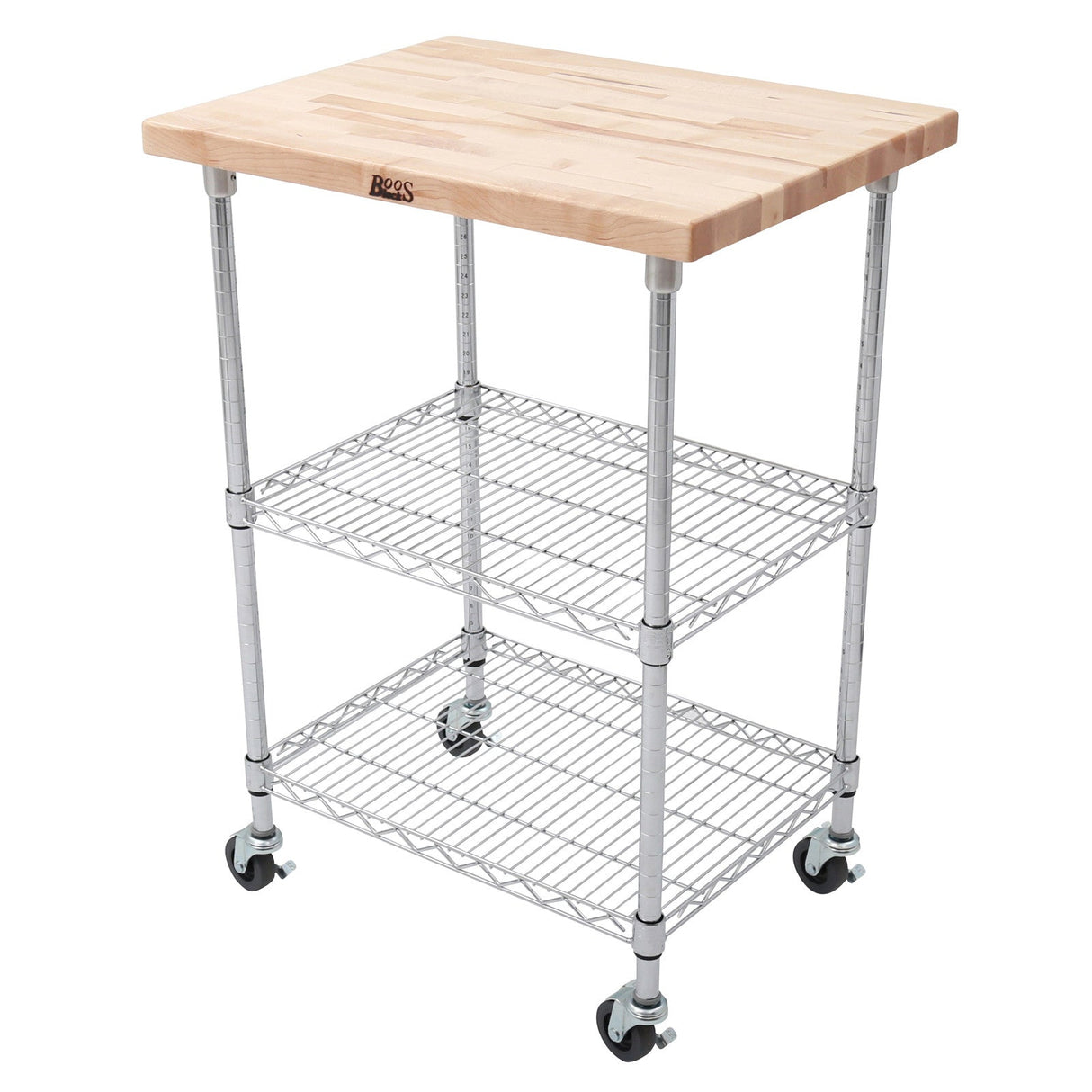 John Boos MET-MWC-1 Metropolitan Mobile Wire Cart with Maple Top, 27” Long, 21” Wide, 36" Height