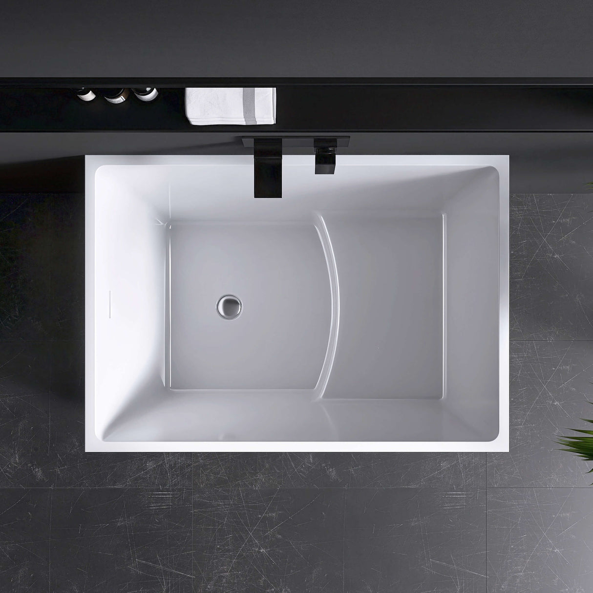 New England Home Goods Elafonissi 39" Freestanding Tub in White - Stone Resin Solid Surface