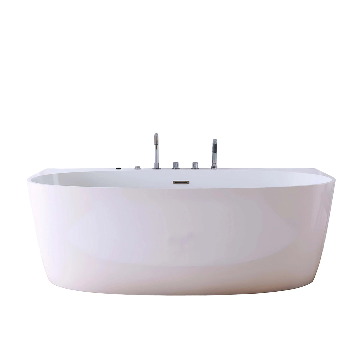 New England Home Goods Toubkal 67" Freestanding Tub in White - Stone Resin Solid Surface