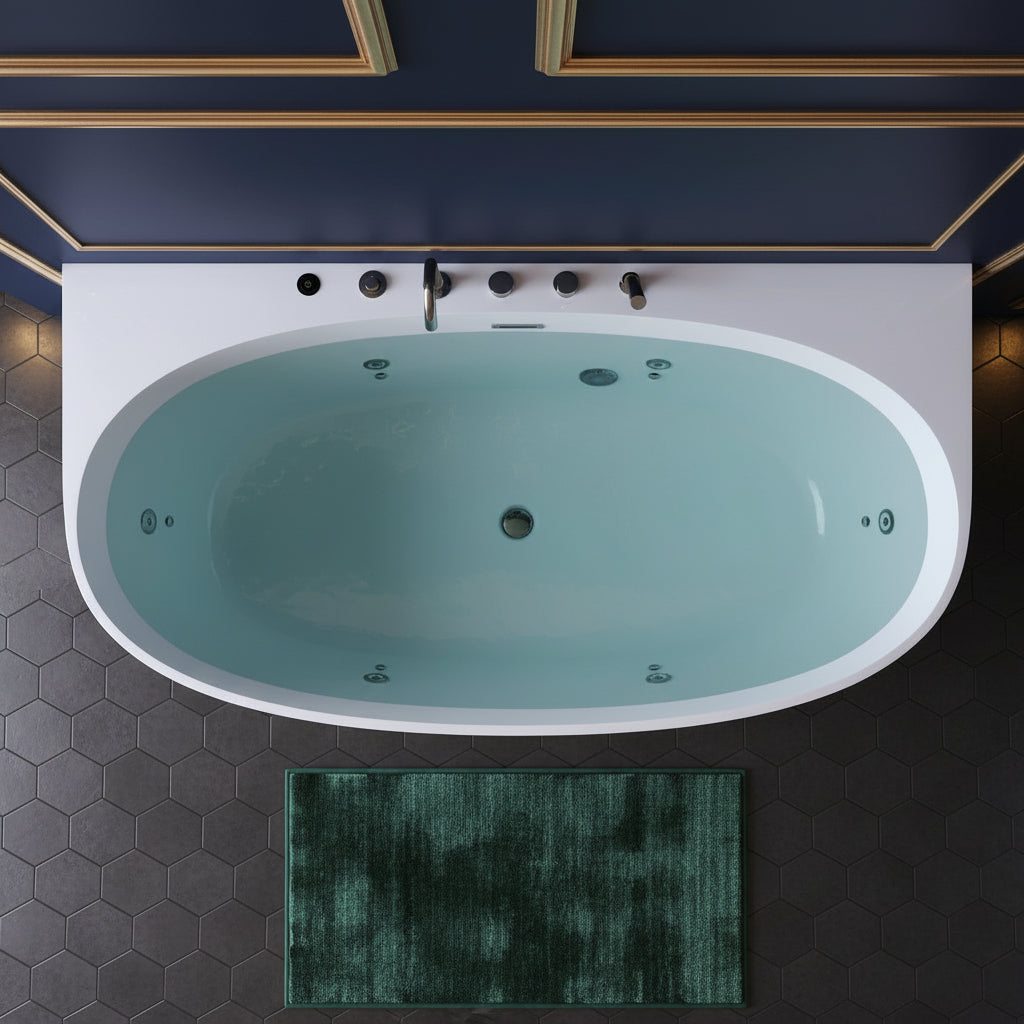 New England Home Goods Toubkal 67" Freestanding Tub in White - Stone Resin Solid Surface