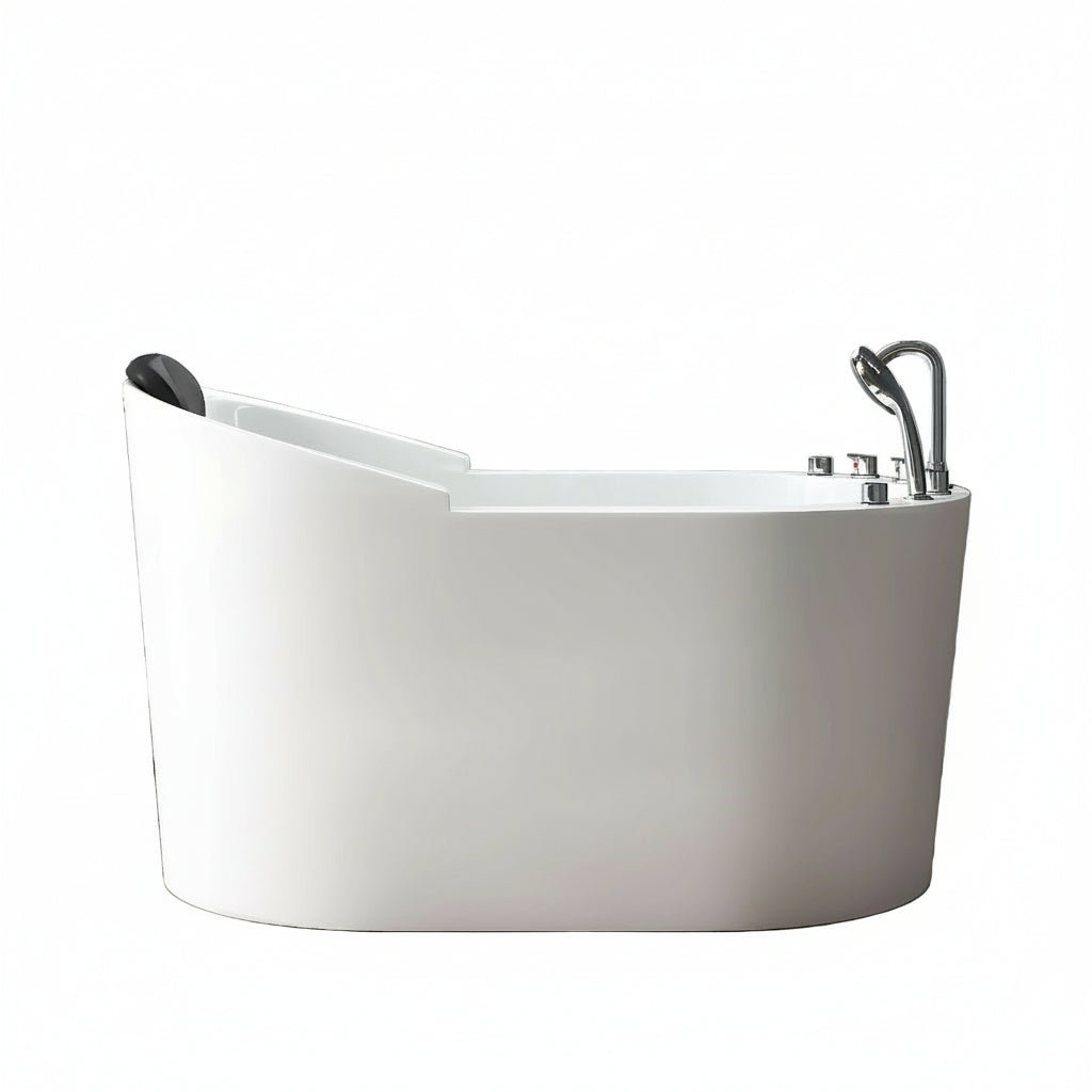 New England Home Goods Kenya 51" Freestanding Tub in White - Stone Resin Solid Surface