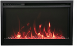 Amantii TRD-33-XS Traditional Xtraslim Smart Electric 33" WiFi Enabled Fireplace, Featuring a Multi Function Remote Control, Multi Flame Speeds and Clear Glass Media