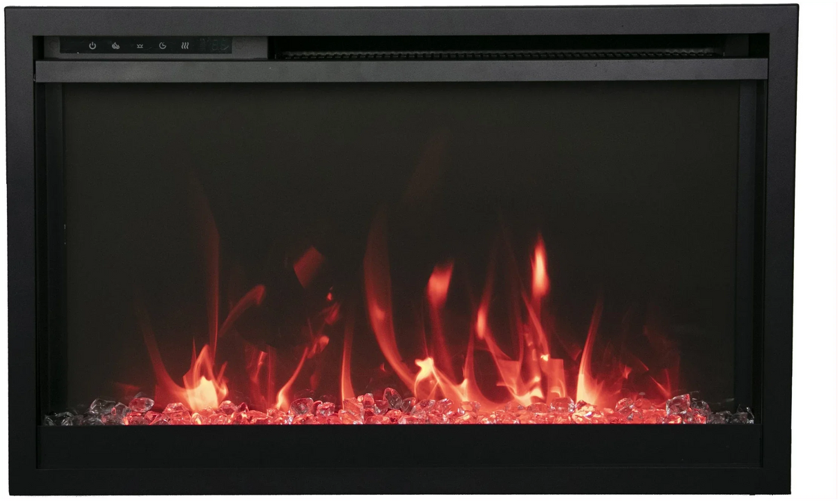 Amantii TRD-26-XS Traditional Xtraslim Smart Electric 26" WiFi Enabled Fireplace, Featuring a Multi Function Remote Control, Multi Flame Speeds and Clear Glass Media
