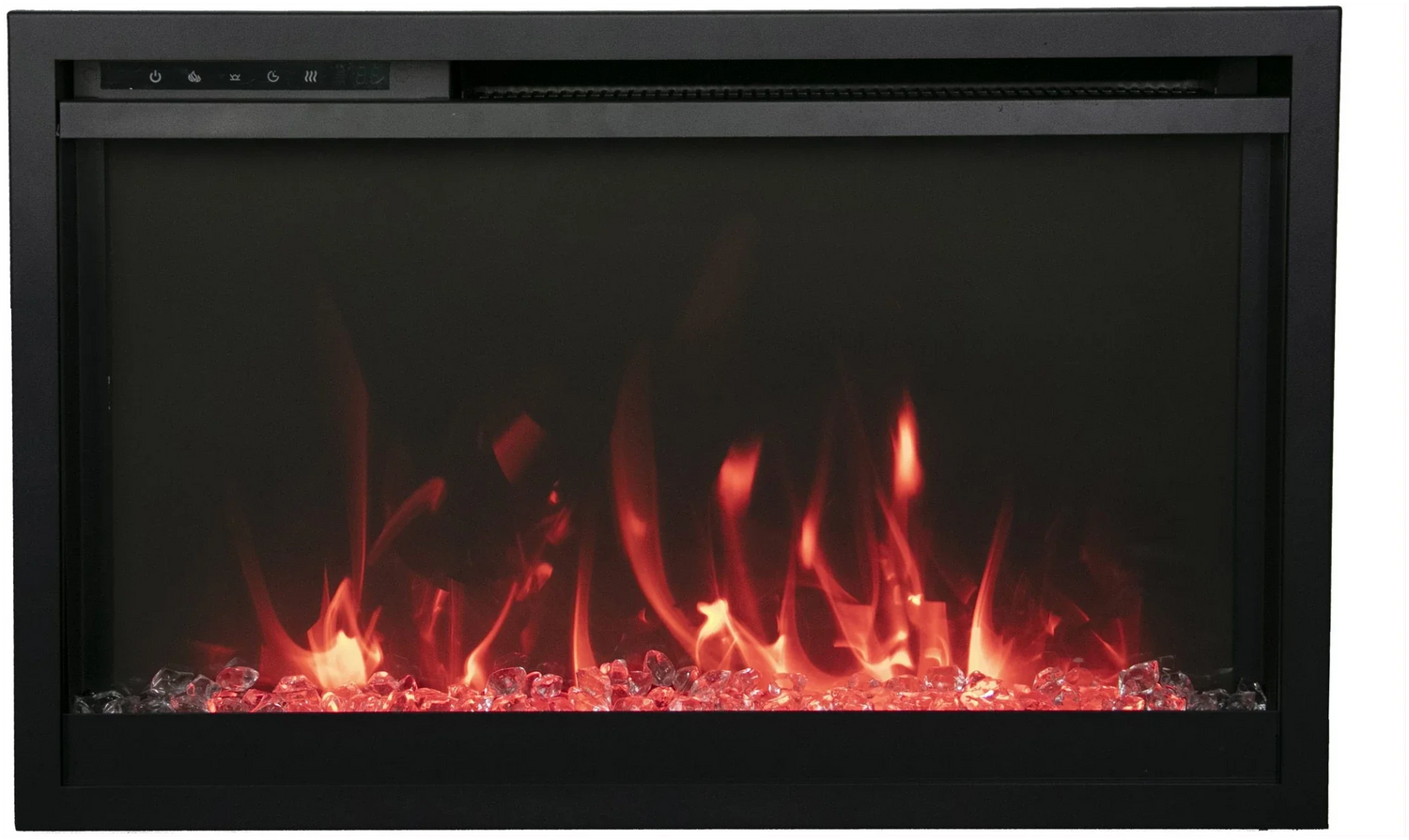 Amantii TRD-26-XS Traditional Xtraslim Smart Electric 26" WiFi Enabled Fireplace, Featuring a Multi Function Remote Control, Multi Flame Speeds and Clear Glass Media
