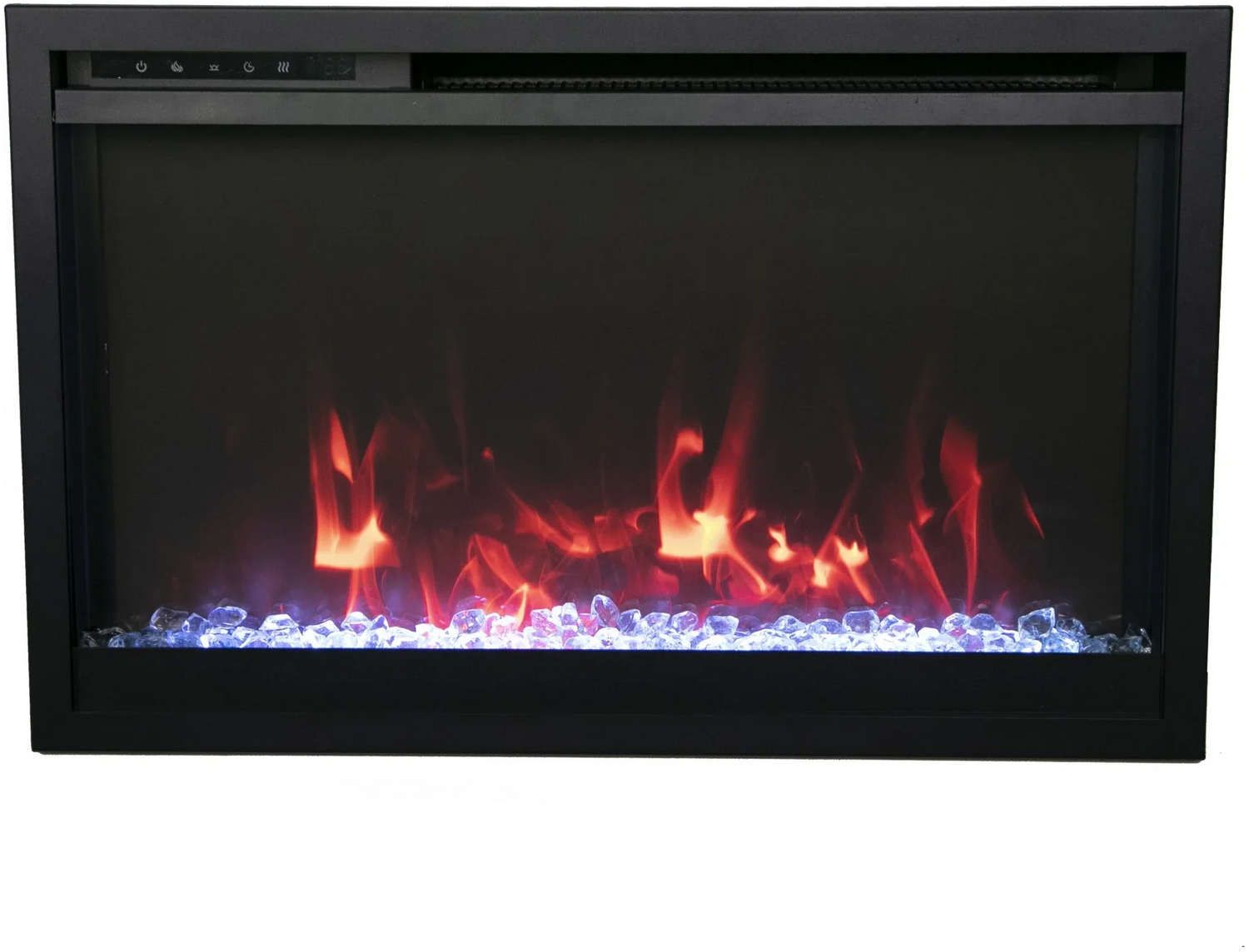 Amantii TRD-26-XS Traditional Xtraslim Smart Electric 26" WiFi Enabled Fireplace, Featuring a Multi Function Remote Control, Multi Flame Speeds and Clear Glass Media