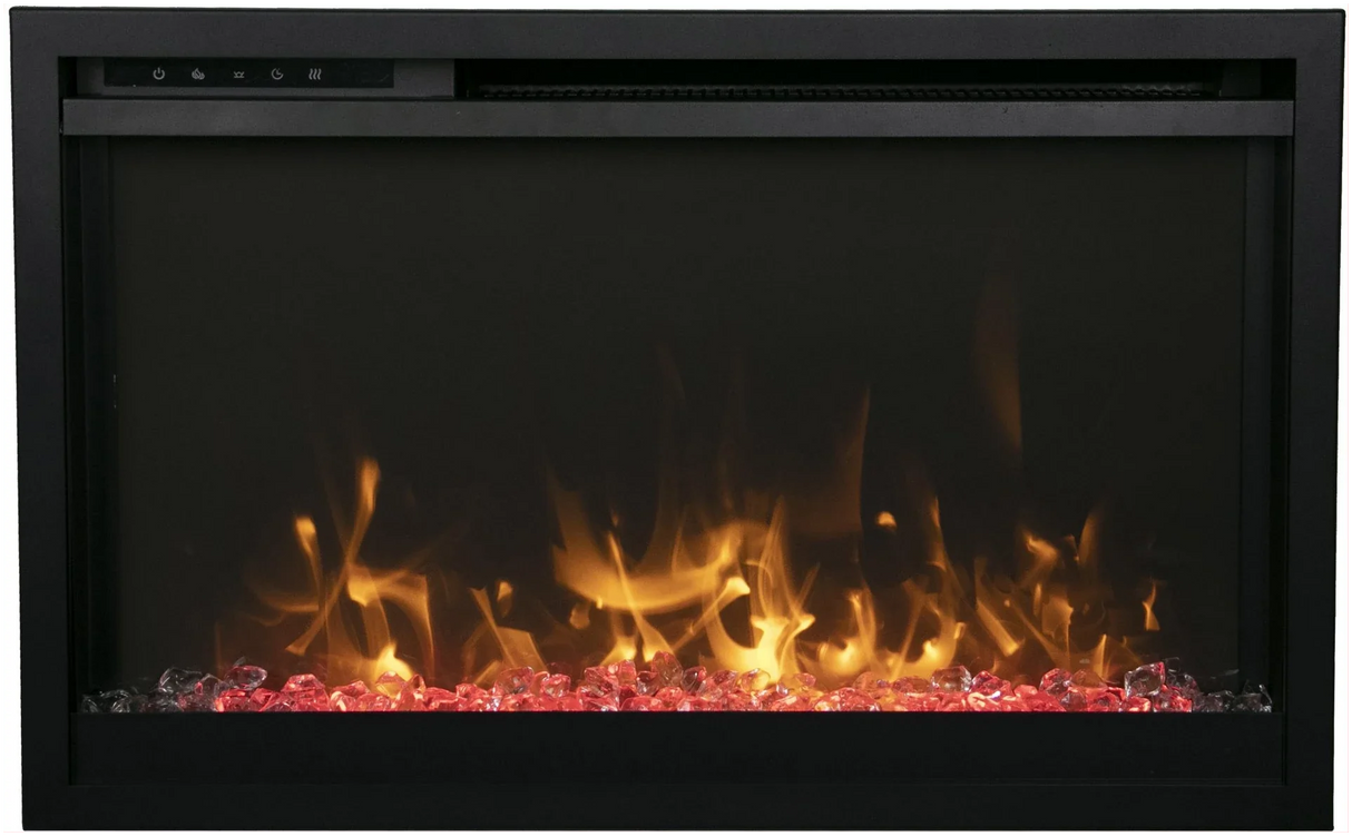 Amantii TRD-26-XS Traditional Xtraslim Smart Electric 26" WiFi Enabled Fireplace, Featuring a Multi Function Remote Control, Multi Flame Speeds and Clear Glass Media