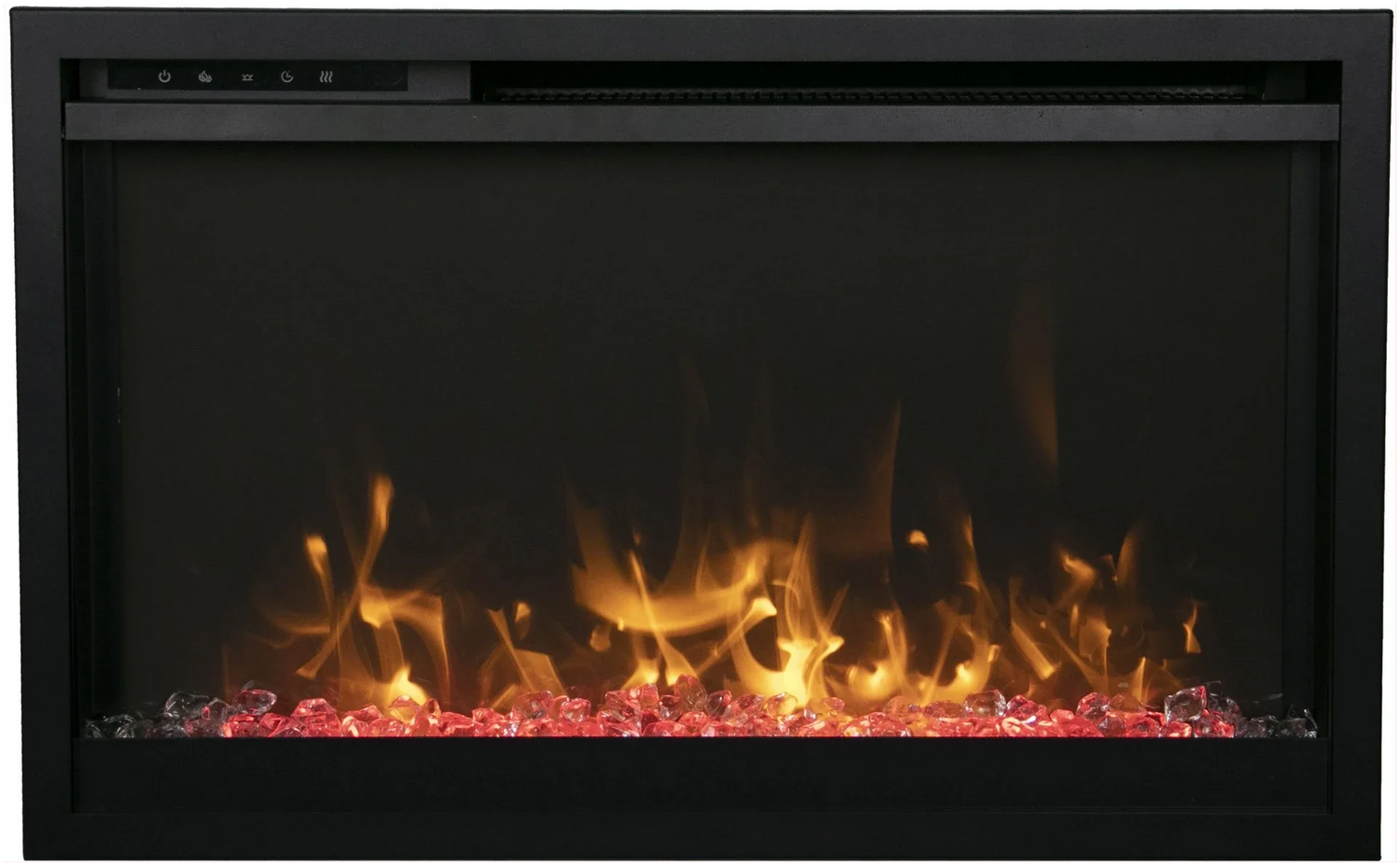 Amantii TRD-26-XS Traditional Xtraslim Smart Electric 26" WiFi Enabled Fireplace, Featuring a Multi Function Remote Control, Multi Flame Speeds and Clear Glass Media