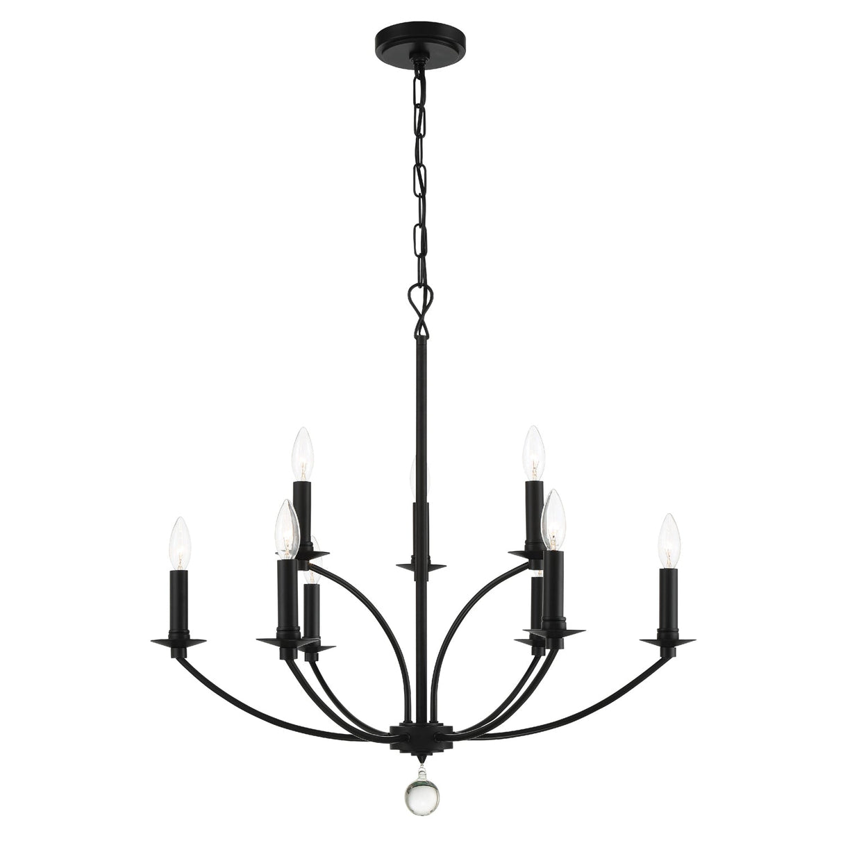 Mila 9 Light Black Chandelier MIL-8009-BK