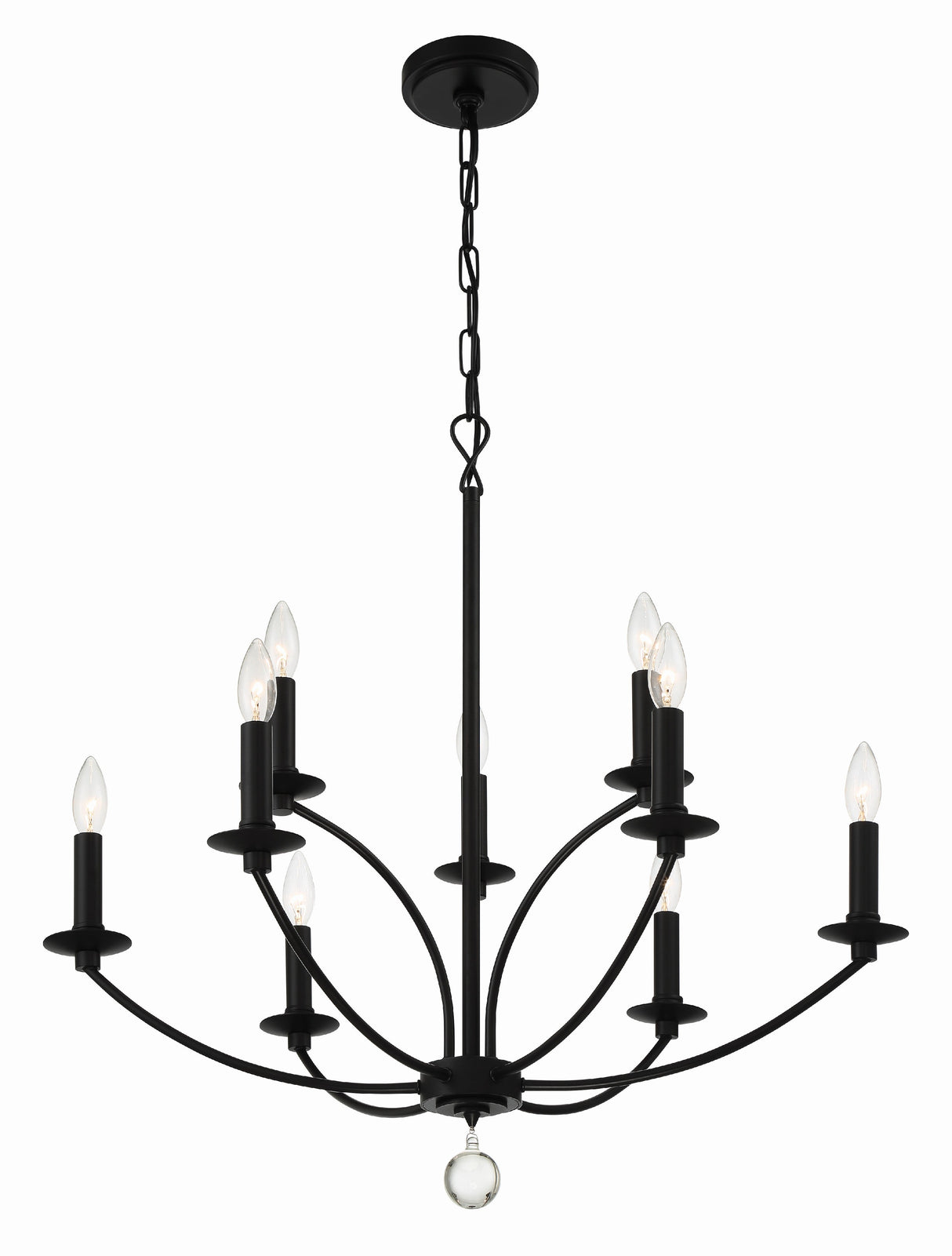 Mila 9 Light Black Chandelier MIL-8009-BK