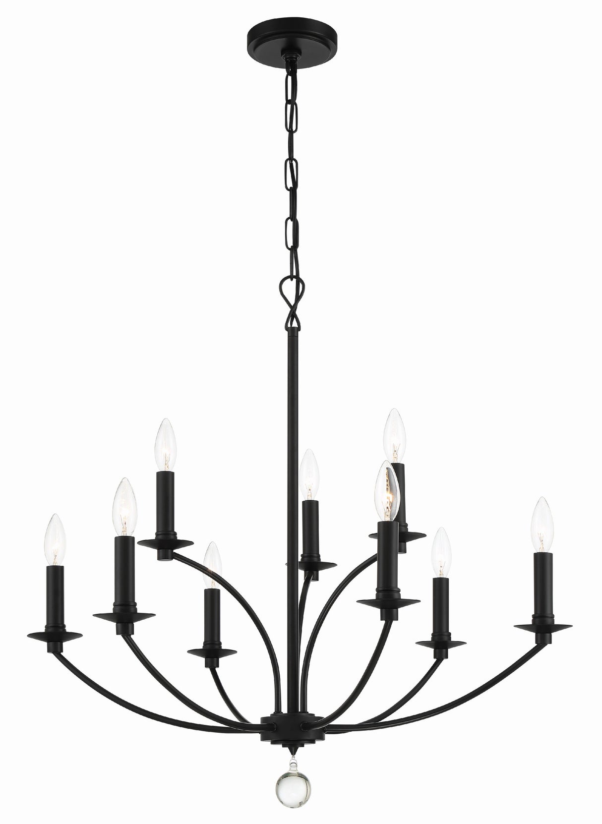 Mila 9 Light Black Chandelier MIL-8009-BK