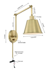 Mitchell 1 Light Aged Brass Task Sconce MIT-A8021-AG