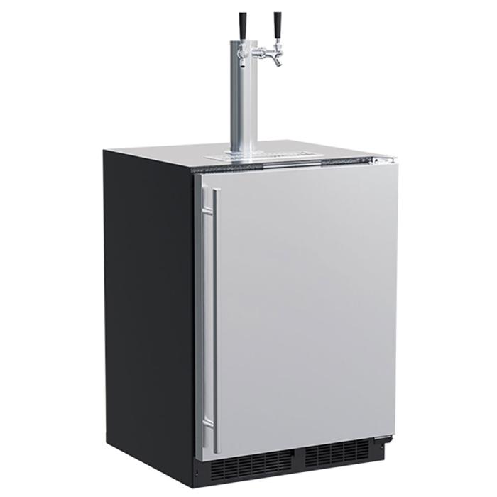 Marvel MLKR224-SSB1A 24" Classic Dispenser, 5.7 Cu. Ft., Twin Beer & Beverage Tap, Stainless Solid Door