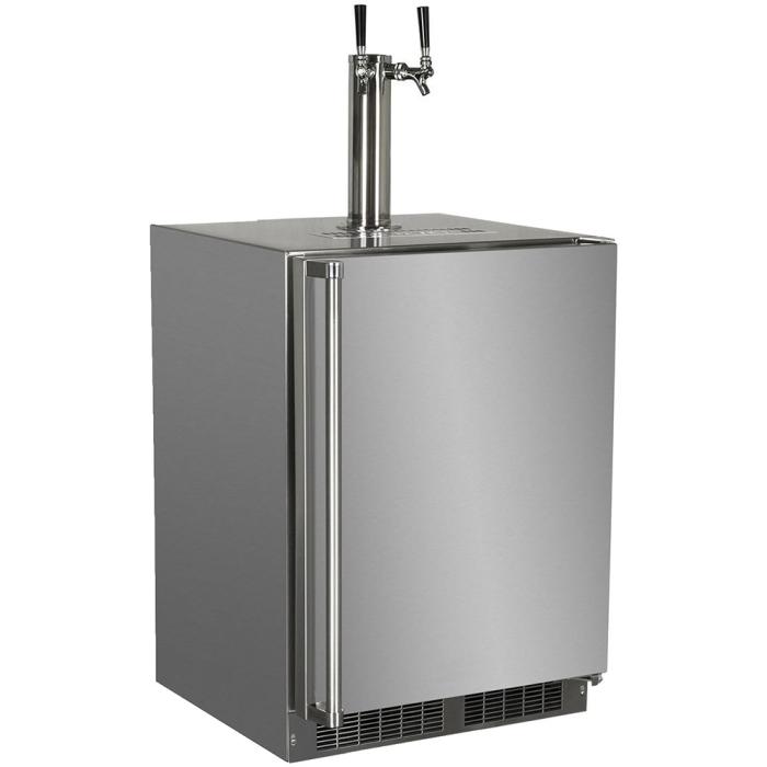 Marvel MOKR124-SSB1A 24" Outdoor Dispenser, 5.7 Cu. Ft., Twin Beer & Beverage Tap, Stainless Solid Door, Locking