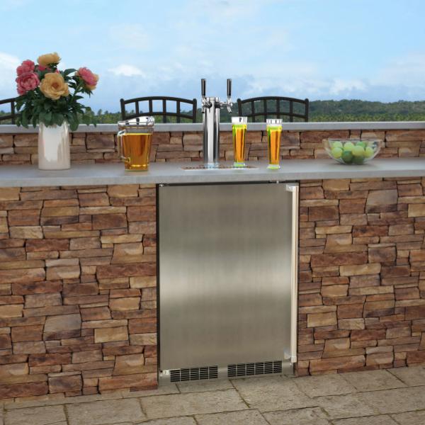 Marvel MOKR124-SSB1A 24" Outdoor Dispenser, 5.7 Cu. Ft., Twin Beer & Beverage Tap, Stainless Solid Door, Locking - view 2