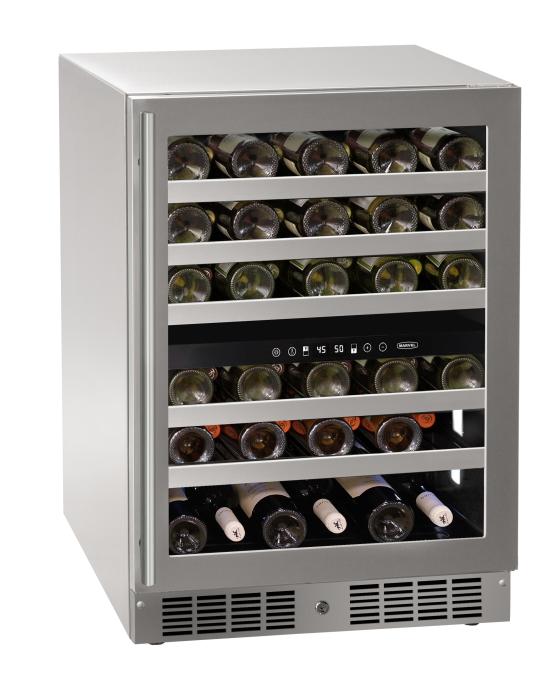 Marvel MRWD224-SG31A 24" Essential Dual Zone Wine Refrigerator, 46 Bottle, Stainless Glass Door, Locking