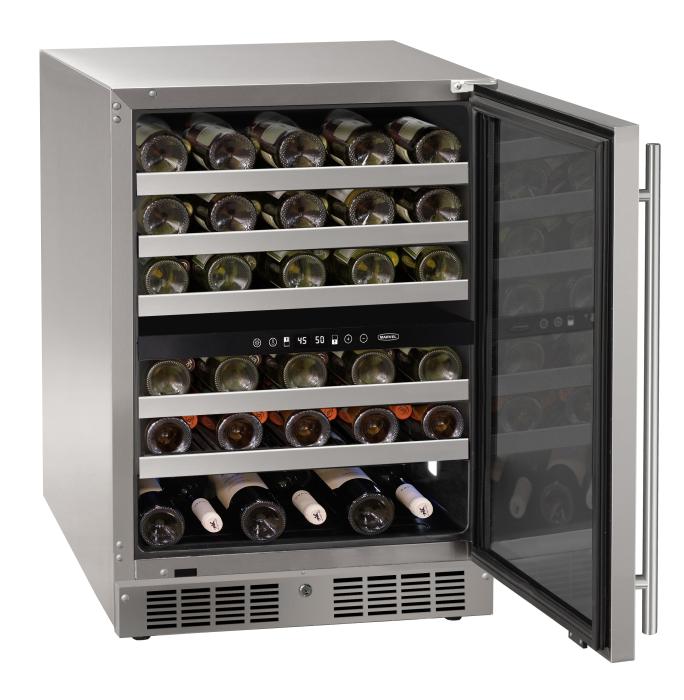 Marvel MRWD224-SG31A 24" Essential Dual Zone Wine Refrigerator, 46 Bottle, Stainless Glass Door, Locking - view 2