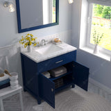 Virtu USA Caroline 36" Single Bath Vanity with White Quartz Top and Square Sink with Matching Mirror