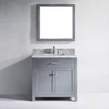 Virtu USA Caroline 36" Single Bath Vanity with White Marble Top and Square Sink with Matching Mirror