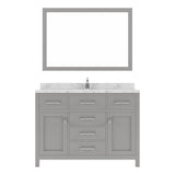 Virtu USA Caroline 48" Single Bath Vanity in Cashmere Gray with White Quartz Top and Round Sink with Matching Mirror - Luxe Bathroom Vanities
