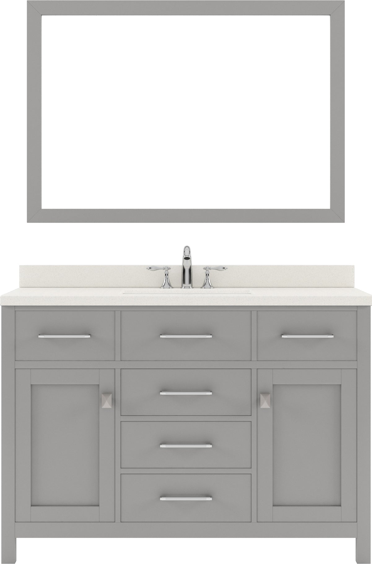 Virtu USA Caroline 48" Single Bath Vanity with Dazzle White Quartz Top and Square Sink with Brushed Nickel Faucet with Matching Mirror - Luxe Bathroom Vanities