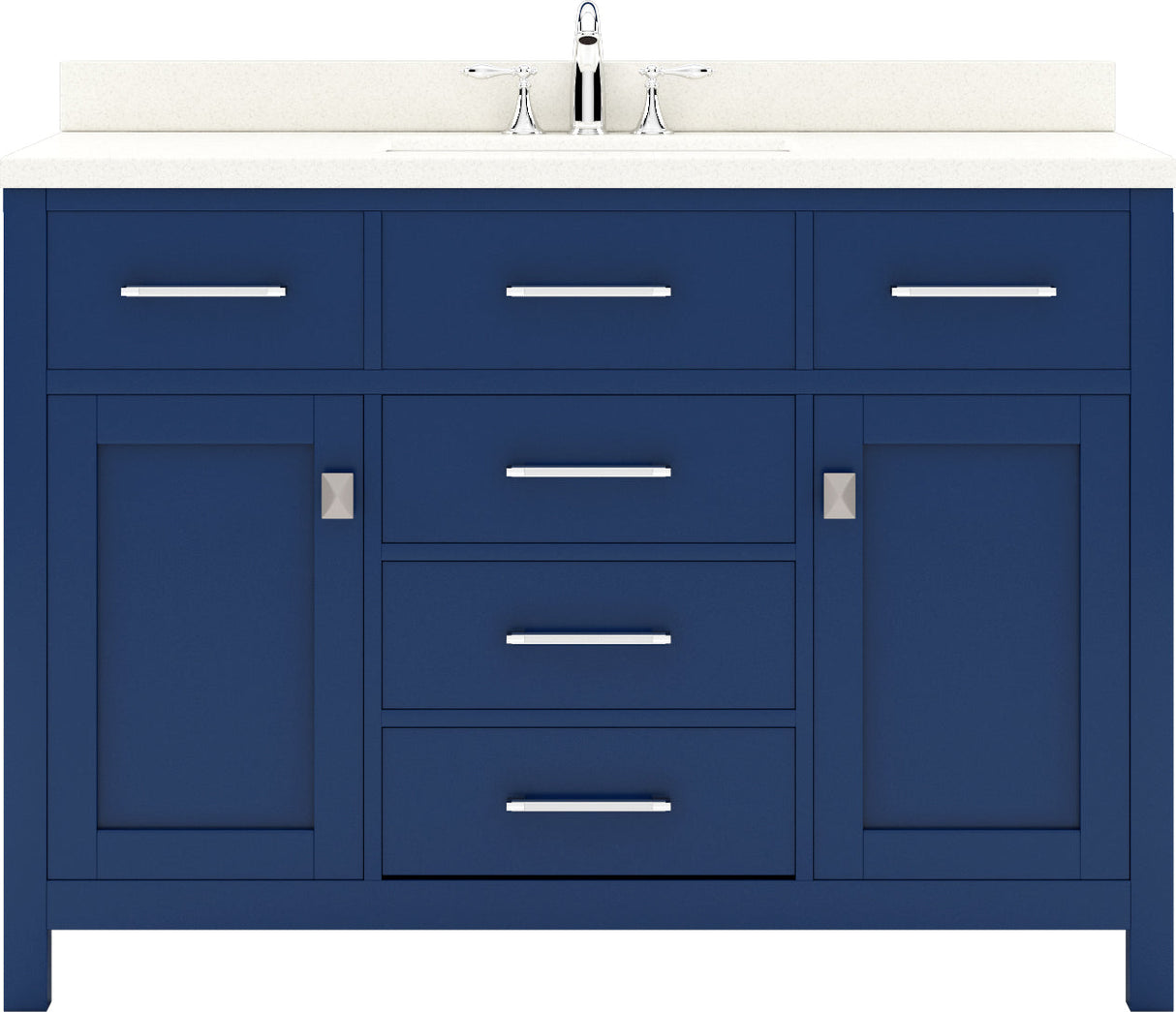 Virtu USA Caroline 48" Single Bath Vanity with Dazzle White Quartz Top and Square Sink with Brushed Nickel Faucet with Matching Mirror