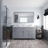 Virtu USA Caroline 60" Single Bath Vanity with Dazzle White Quartz Top and Round Sink with Matching Mirror