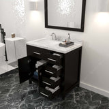 Virtu USA Caroline Parkway 36" Single Bath Vanity with Cultured Marble Quartz Top and Square Sink with Brushed Nickel Faucet with Matching Mirror