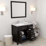 Virtu USA Caroline Parkway 36" Single Bath Vanity with Italian White Marble Top and Round Sink with Brushed Nickel Faucet with Matching Mirror