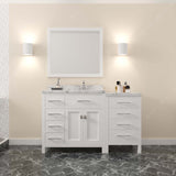 Virtu USA Caroline Parkway 57" Single Bath Vanity with Marble White Quartz Top and Round Sink with Matching Mirror