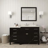 Virtu USA Caroline Parkway 57" Single Bath Vanity with Dazzle White Quartz Top and Square Sink with Brushed Nickel Faucet with Matching Mirror