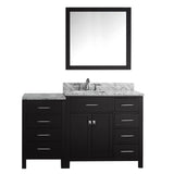 Virtu USA Caroline Parkway 57" Single Bath Vanity in Espresso with Marble Top and Square Sink with Brushed Nickel Faucet and Mirror - Luxe Bathroom Vanities Luxury Bathroom Fixtures Bathroom Furniture