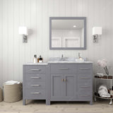 Virtu USA Caroline Parkway 57" Single Bath Vanity with Italian White Marble Top and Square Sink with Brushed Nickel Faucet with Matching Mirror