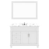 Virtu USA Victoria 48" Single Bath Vanity with White Quartz Top and Square Sink with Brushed Nickel Faucet with Matching Mirror - Luxe Bathroom Vanities