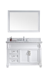 Virtu USA Victoria 48" Single Bath Vanity with Marble Top and Round Sink with Mirror - Luxe Bathroom Vanities