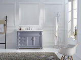 Virtu USA Victoria 48" Single Bath Vanity in Gray with White Marble Top and Square Sink