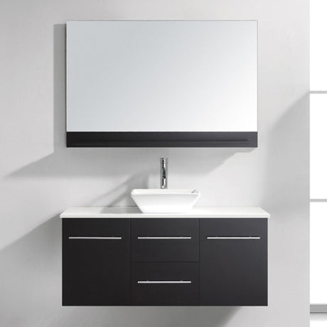 Virtu USA Marsala 48" Single Bath Vanity with White Engineered Stone Top and Square Sink with Brushed Nickel Faucet with Matching Mirror