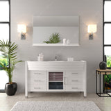 Virtu USA Ava 55" Single Bath Vanity with White Engineered Stone Top and Round Sink with Matching Mirror