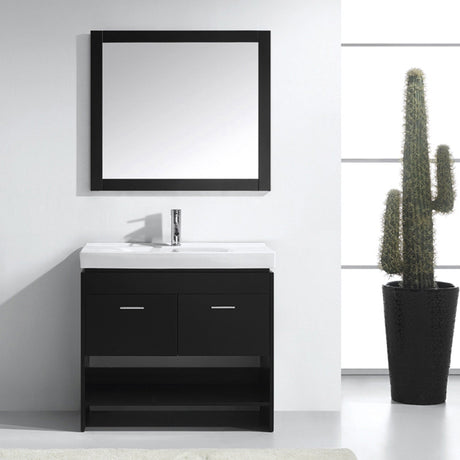 Virtu USA Gloria 36" Single Bath Vanity with White Top and Integrated Square Sink with Matching Mirror