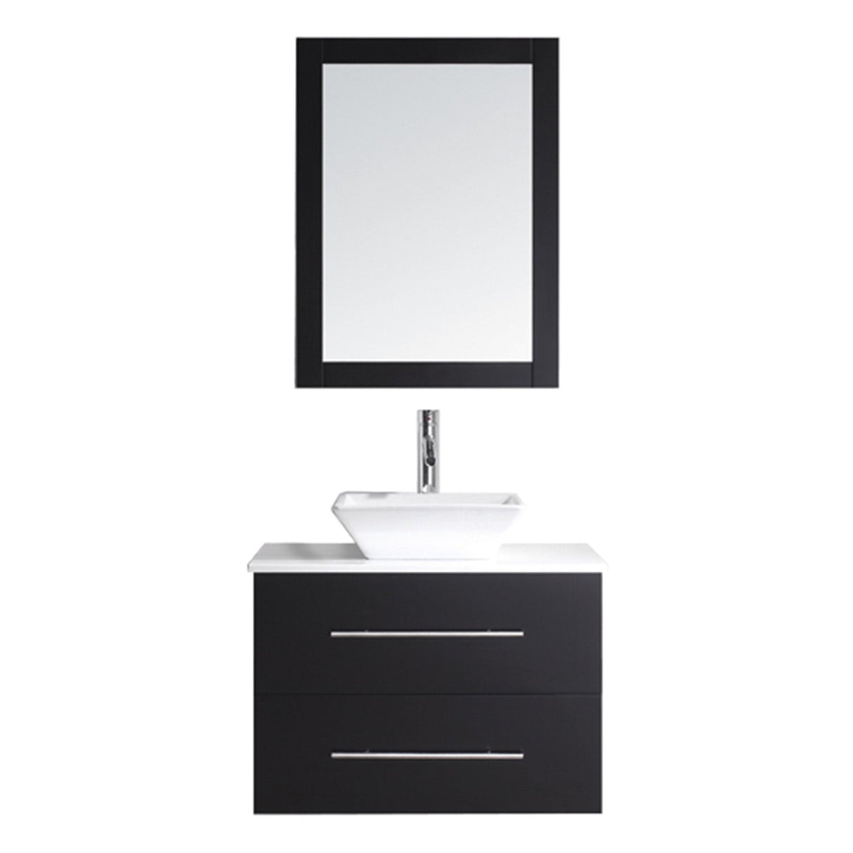 Virtu USA Marsala 29" Single Bath Vanity with White Engineered Stone Top and Square Sink with Brushed Nickel Faucet and Mirror - Luxe Bathroom Vanities Luxury Bathroom Fixtures Bathroom Furniture