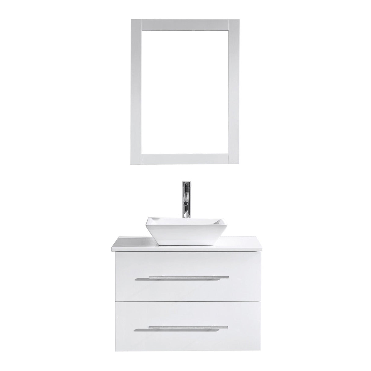 Virtu USA Marsala 29" Single Bath Vanity with White Engineered Stone Top and Square Sink with Brushed Nickel Faucet and Mirror - Luxe Bathroom Vanities Luxury Bathroom Fixtures Bathroom Furniture