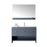 Virtu USA Gloria 48" Single Bath Vanity with Slim White Ceramic Top and Square Sink with Polished Chrome Faucet and Mirror - Luxe Bathroom Vanities Luxury Bathroom Fixtures Bathroom Furniture