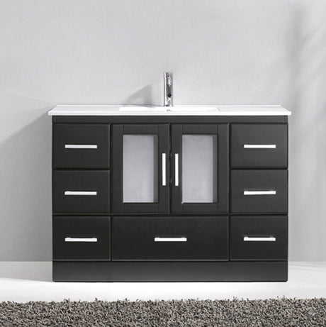 Virtu USA Zola 48" Single Bath Vanity with White Ceramic Top and Integrated Square Sink