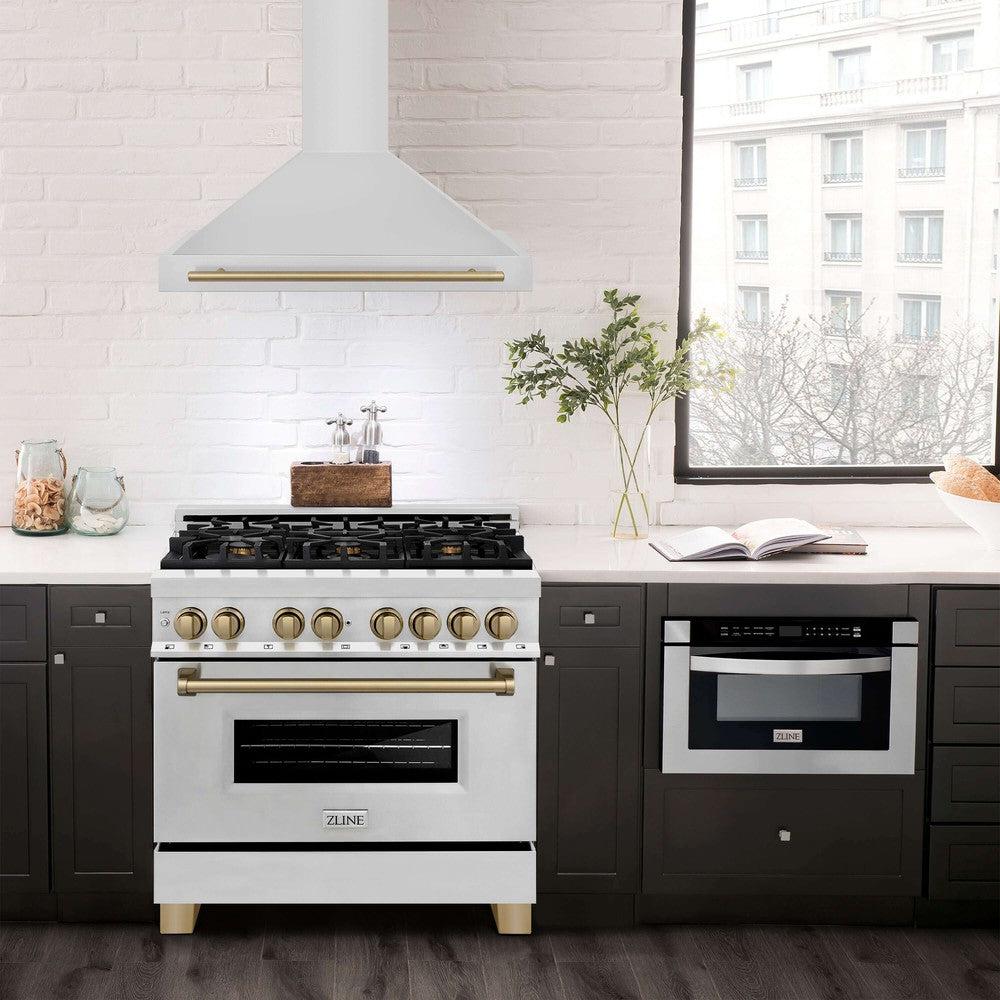 ZLINE Autograph Edition 36 in. Stainless Steel Range Hood with Stainless Steel Shell and Accents (KB4STZ-36)